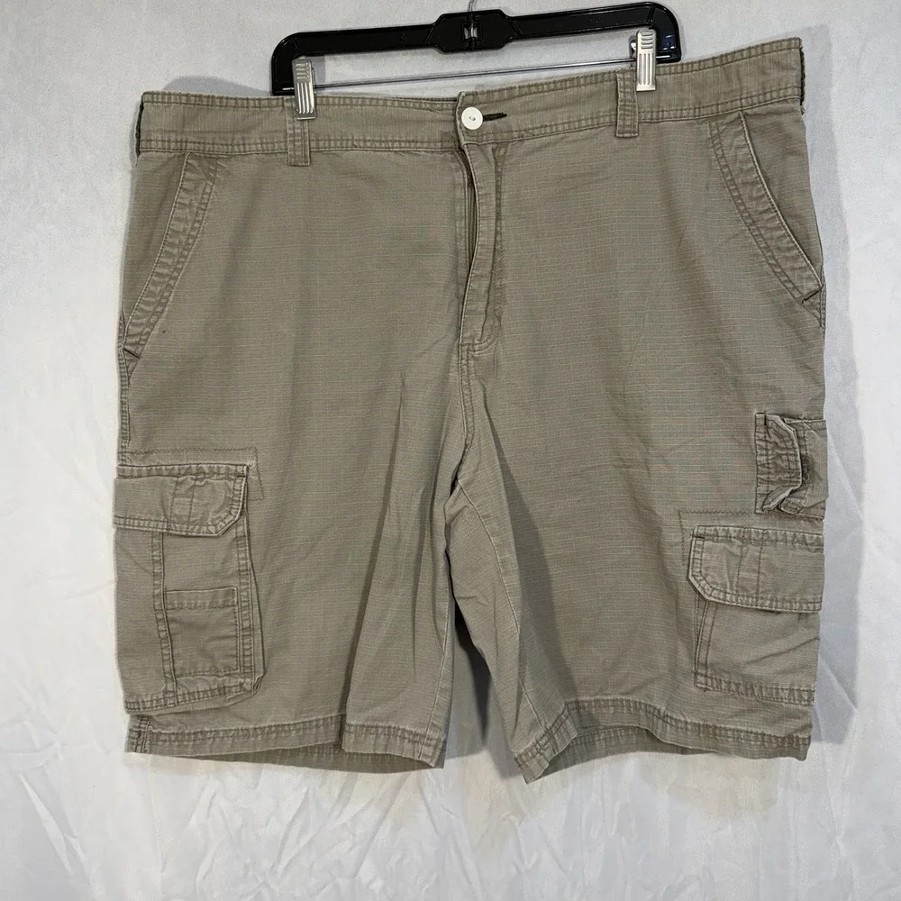 mens ripstop cargo Shorts Beige Size 44 Multi Pocket Medium Wash Camp Hike